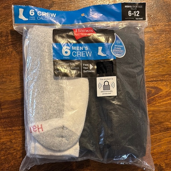 Hanes Casual Crew Socks Black and Gray 8-Pack - Picture 1 of 6